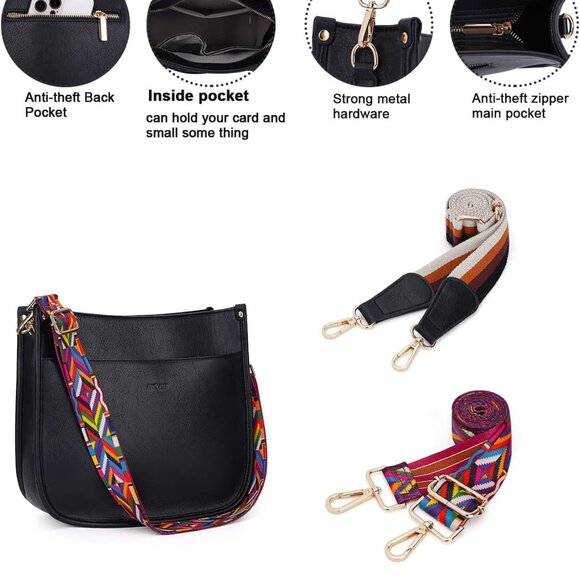 Crossbody Bag Women Vegan Leather Hobo Handbag Trendy Crossbody Shoulder Bag Pur - Picture 8 of 9